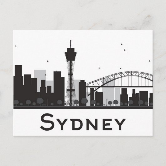 Carte Postale Sydney, Australie | Skyline de la ville noire et b (Devant)