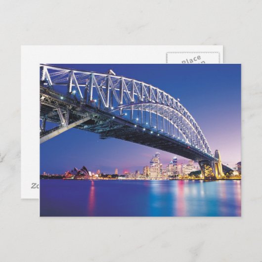 Carte Postale Sydney Harbour Bridge à Night Australia (Devant / Derrière)