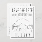 Carte Postale Sydney Mariage Deco Skyline Enregistrer la date (Devant / Derrière)