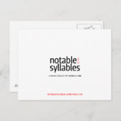 Carte Postale syllabes notables (Devant / Derrière)