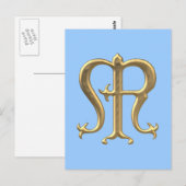 Carte Postale Symbole "3-D" en or de la Vierge Marie (Devant / Derrière)