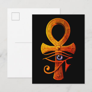 Carte Postale Symbole antique égyptien Ankh Eye of Horus Protége