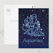 Carte Postale Symbole Aquarius Constellation et Zodiaque avec ét (Devant / Derrière)