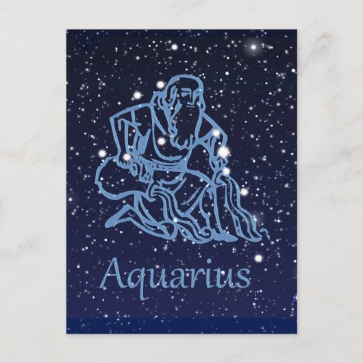 Carte Postale Symbole Aquarius Constellation et Zodiaque avec ét (Devant)