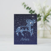 Carte Postale Symbole Aries Constellation et Zodiac avec étoiles (Debout devant)