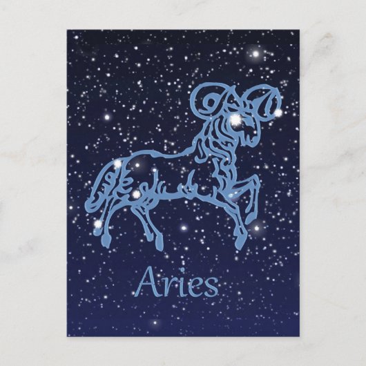 Carte Postale Symbole Aries Constellation et Zodiac avec étoiles (Devant)