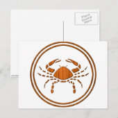 Carte Postale Symbole astrologique du crabe zodiaque (Devant / Derrière)