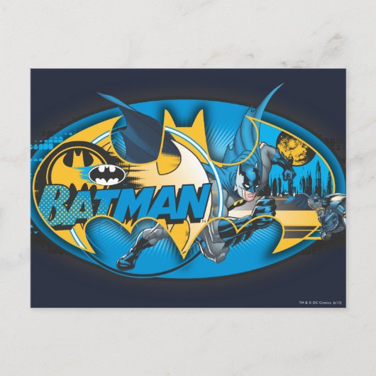 Carte Postale Symbole Batman | Logo Classic Collage (Devant)