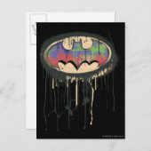 Carte Postale Symbole Batman | Logo rouge violet vert (Devant / Derrière)