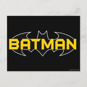 Carte Postale Symbole Batman   Nom Logo jaune et noir