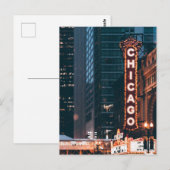 Carte Postale SYMBOLE Chicago Illinois Neon Nuit (Devant / Derrière)