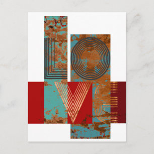 Carte Postale Symbole d'amour rouillé design rétro blanc