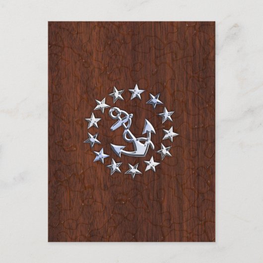Carte Postale Symbole d'Ancre des étoiles du pavillon nautique (Devant)