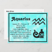Carte Postale SYMBOLE D'Astrologie Aquarius Horoscope Zodiac (Devant / Derrière)