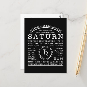 Carte Postale Symbole d'astronomie détaillé de la planète Saturn