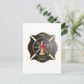 Carte Postale Symbole de croix maltaise des pompiers noirs (Debout devant)