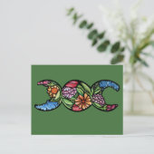 Carte Postale Symbole de la Déesse Triple Lune Fleurit (Debout devant)