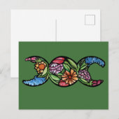 Carte Postale Symbole de la Déesse Triple Lune Fleurit (Devant / Derrière)