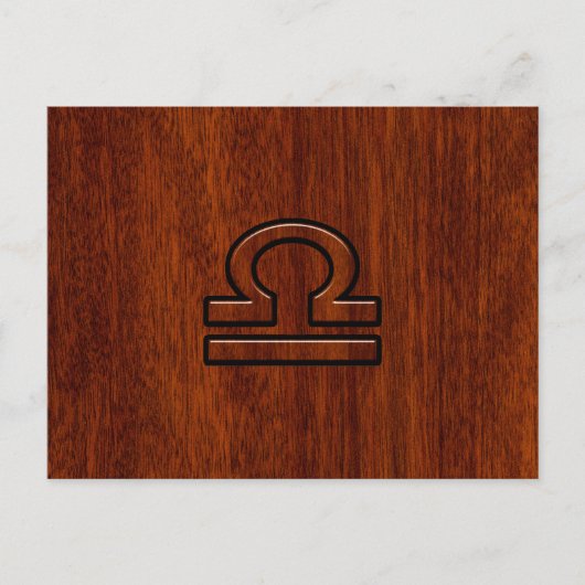 Carte Postale Symbole de la Libra Zodiac sur l'acajou (Devant)