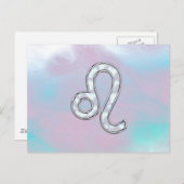 Carte Postale Symbole de Leo Zodiac sur Pastels Style Nacre Impr (Devant / Derrière)