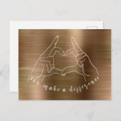 Carte Postale Symbole de main de cœur Vous faites une différence (Devant / Derrière)