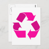 Carte Postale symbole de recyclage rose (Devant / Derrière)