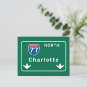 Carte Postale SYMBOLE DE ROUTE Charlotte, NC (Debout devant)
