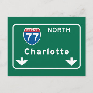 Carte Postale SYMBOLE DE ROUTE Charlotte, NC