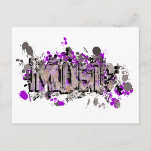 Carte Postale Symbole de style graffiti de musique violet gris