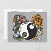 Carte Postale symbole de yang de yin de dragon et de tigre (Devant / Derrière)