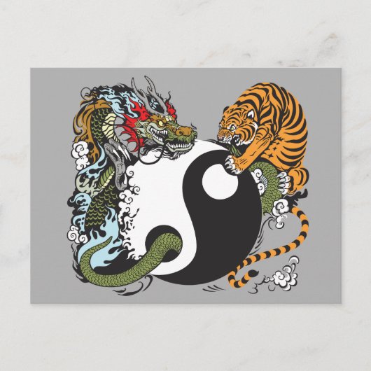 Carte Postale symbole de yang de yin de dragon et de tigre (Devant)