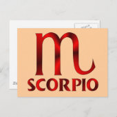 Carte Postale Symbole d'horoscope rouge Scorpio (Devant / Derrière)