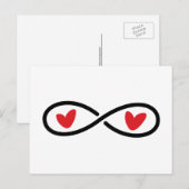 Carte Postale Symbole d'infini avec coeur d'amour rouge moderne (Devant / Derrière)