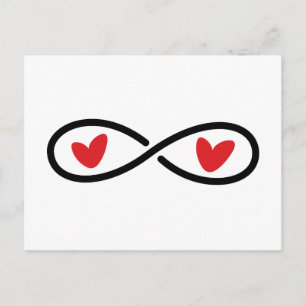 Carte Postale Symbole d'infini avec coeur d'amour rouge moderne