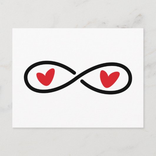 Carte Postale Symbole d'infini avec coeur d'amour rouge moderne (Devant)