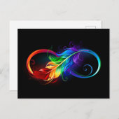 Carte Postale Symbole d'infini avec plume arc-en-ciel (Devant / Derrière)