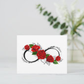 Carte Postale Symbole d'infini avec roses rouges (Debout devant)