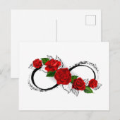 Carte Postale Symbole d'infini avec roses rouges (Devant / Derrière)