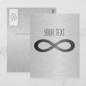 Carte Postale Symbole d'infini sur la texture métallique de Faux (Devant / Derrière)