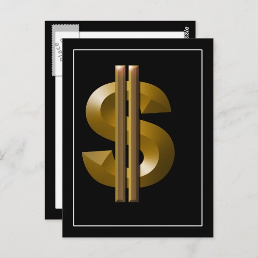 Carte Postale SYMBOLE Dollar Or (Devant / Derrière)
