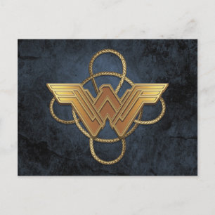 Carte Postale Symbole d'or Wonder Woman sur Lasso