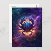 Carte Postale Symbole du cancer Zodiac Aquarelle Design (Devant / Derrière)