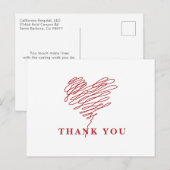 Carte Postale Symbole du cœur de l'infirmière Merci (Devant / Derrière)