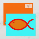 Carte Postale Symbole du poisson chrétien - LOUD ! orange et rou (Devant / Derrière)