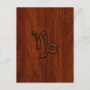 Carte Postale Symbole du Zodiac Capricorn en Mahogany Style prin