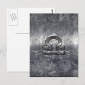 Carte Postale Symbole du zodiaque Balance en acier grunge argent (Devant / Derrière)