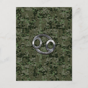 Carte Postale Symbole du zodiaque Cancer sur camouflage numériqu