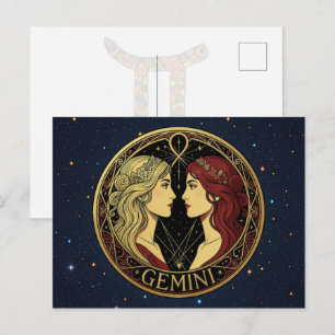 Carte Postale Symbole du zodiaque jumeau Gémeaux pour femmes