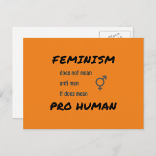 Carte Postale Symbole et slogan féministe orange