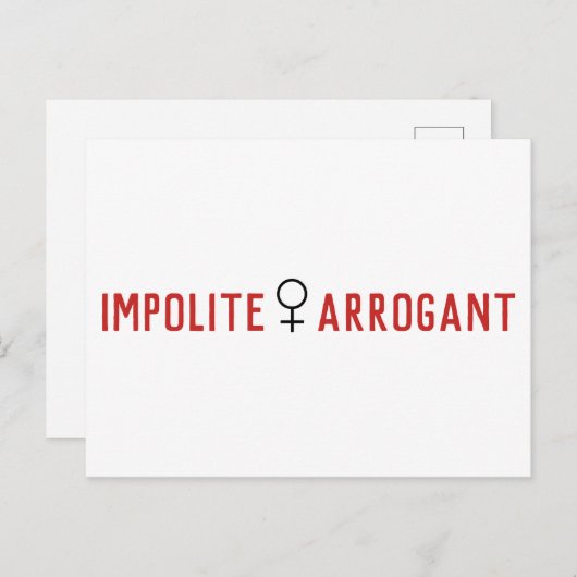 Carte Postale Symbole féminin d'une femme d'arrogance impoli (Devant / Derrière)
